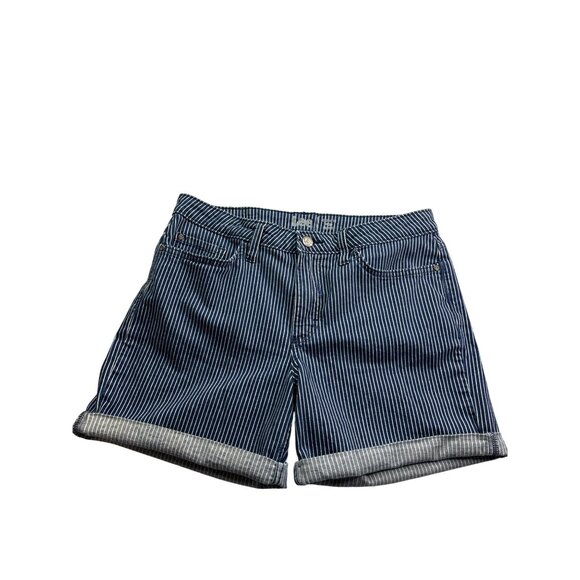 Lee Womens Regular Fit High Rise Striped Denim Shorts Cuffed Waist 32 inches - Picture 1 of 3